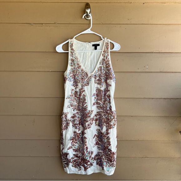 J. Crew Cream Linen/Cotton Dress with Iridescent Sequins. Size 2 - Picture 2 of 8